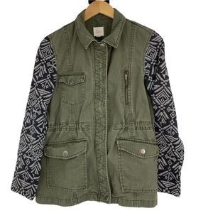 Womens Sun & Shadow Size Small Military tribal Jacket EUC Zipper 0723